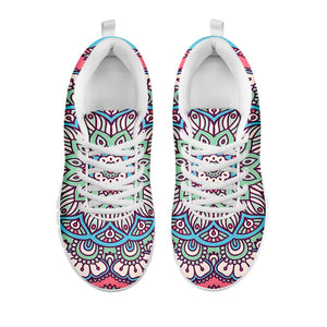 Pastel Mandala Bohemian Pattern Print White Running Shoes