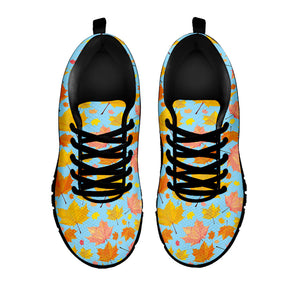 Pastel Maple Leaves Pattern Print Black Running Shoes