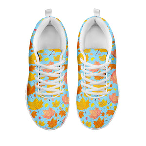 Pastel Maple Leaves Pattern Print White Running Shoes