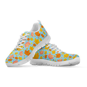 Pastel Maple Leaves Pattern Print White Running Shoes