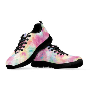 Pastel Tie Dye Print Black Running Shoes