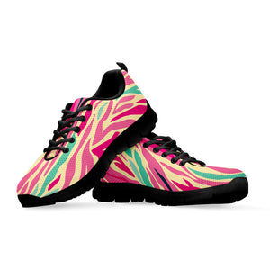 Pastel Zebra Pattern Print Black Running Shoes