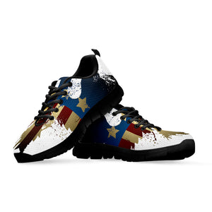 Patriotic American Eagle Print Black Running Shoes