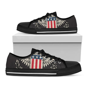 Patriotic USA Eagle Print Black Low Top Sneakers