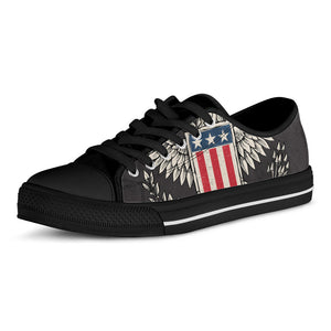 Patriotic USA Eagle Print Black Low Top Sneakers