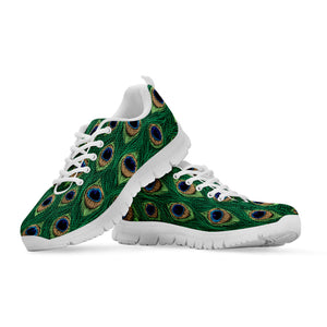 Peacock Tail Pattern Print White Running Shoes