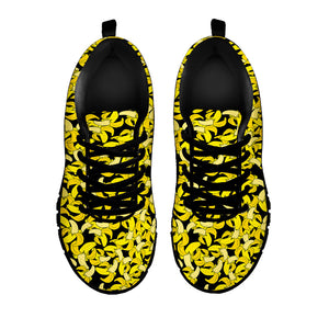 Peeled Banana Pattern Print Black Running Shoes