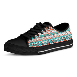 Navajo Geometric Pattern Print Black Low Top Sneakers