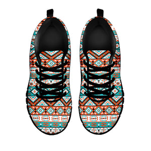 Navajo Geometric Pattern Print Black Running Shoes