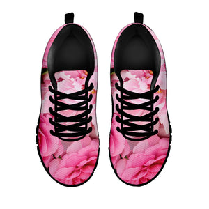 Peony And Rose Print Black Running Shoes