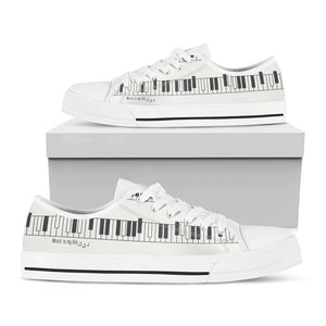 Piano Pattern Print White Low Top Sneakers