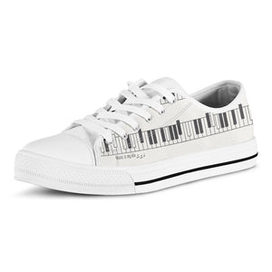 Piano Pattern Print White Low Top Sneakers