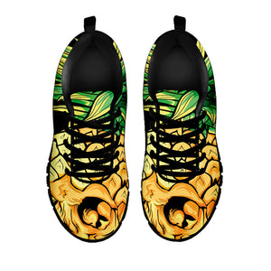 Pineapple Skull Print Black Running Shoes