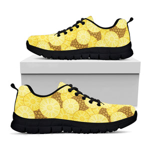Pineapple Slices Pattern Print Black Running Shoes