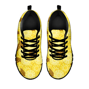 Pineapple Slices Pattern Print Black Running Shoes