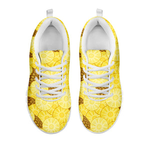 Pineapple Slices Pattern Print White Running Shoes