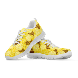 Pineapple Slices Pattern Print White Running Shoes