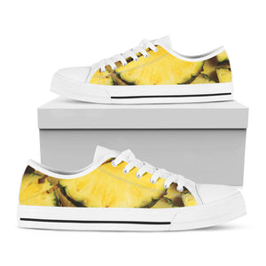 Pineapple Slices Print White Low Top Sneakers