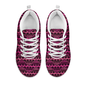 Pink African Ethnic Pattern Print White Running Shoes