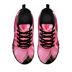 Pink Amaryllis Print Black Running Shoes