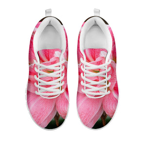 Pink Amaryllis Print White Running Shoes