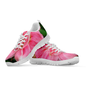 Pink Amaryllis Print White Running Shoes