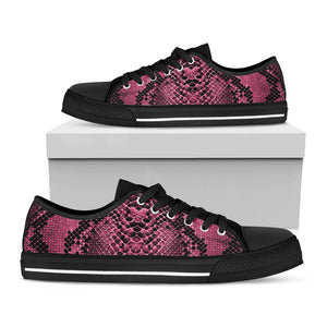 Pink And Black Snakeskin Print Black Low Top Sneakers