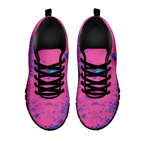 Pink And Blue Acid Melt Print Black Running Shoes