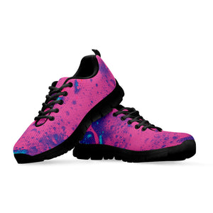 Pink And Blue Acid Melt Print Black Running Shoes