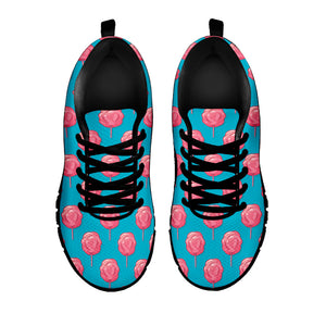 Pink And Blue Cotton Candy Pattern Print Black Running Shoes