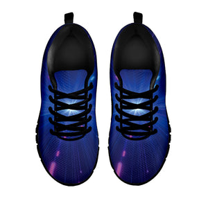 Pink And Teal Lights Speed Print Black Running Shoes