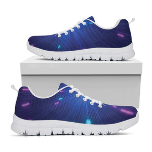 Pink And Teal Lights Speed Print White Running Shoes
