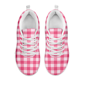 Pink And White Buffalo Check Print White Running Shoes