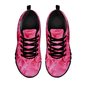Pink Carnation Flower Print Black Running Shoes
