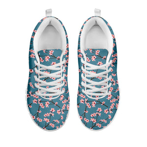 Pink Cherry Blossom Pattern Print White Running Shoes