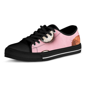 Pink Coconut Pattern Print Black Low Top Sneakers