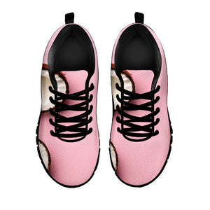 Pink Coconut Pattern Print Black Running Shoes