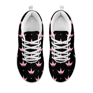 Pink Crown Pattern Print White Running Shoes
