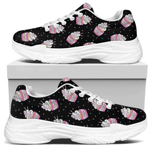 Pink Cupcake Pattern Print White Chunky Shoes