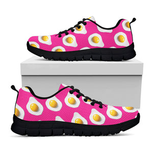 Pink Fried Eggs Pattern Print Black Running Shoes