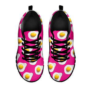 Pink Fried Eggs Pattern Print Black Running Shoes
