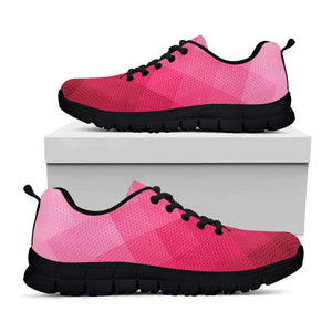 Pink Geometric Square Pattern Print Black Running Shoes