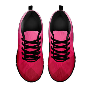 Pink Geometric Square Pattern Print Black Running Shoes