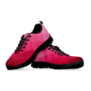 Pink Geometric Square Pattern Print Black Running Shoes