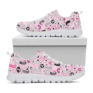 Pink Girly Mermaid Pattern Print White Running Shoes