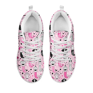 Pink Girly Mermaid Pattern Print White Running Shoes