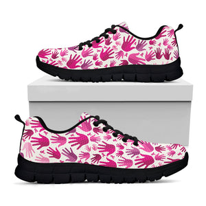 Pink Hand Breast Cancer Pattern Print Black Running Shoes