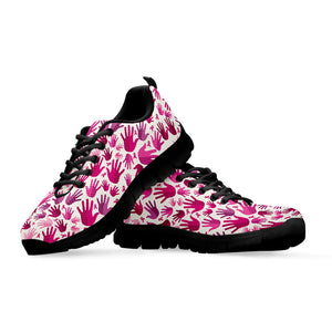 Pink Hand Breast Cancer Pattern Print Black Running Shoes