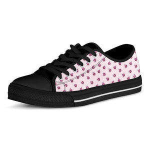 Pink Ladybug Pattern Print Black Low Top Sneakers