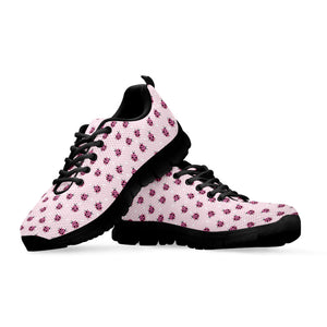 Pink Ladybug Pattern Print Black Running Shoes